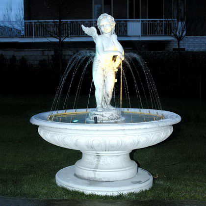 Springbrunnen Kunststein Modell Paradiso, <br />
Höhe 173 cm, Durchmesser 150 cm, Artikelnr. 120909